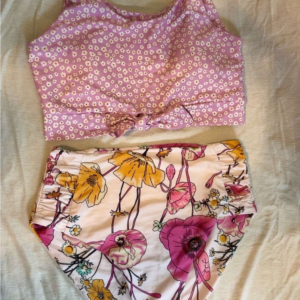 Pink and Yellow Floral Bikini
